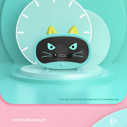 1PCS Cute Cat Bluetooth Speaker with Alarm Clock Portable Bluetooth 5.0 Wireless Speaker Stereo Sound Box Music Player Subwoofer