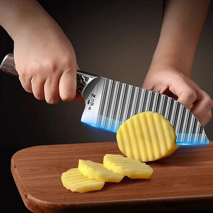 Household kitchen kitchen knife sharpened potato knife, stainless steel corrugated knife cutting radish potato wavy lace knife