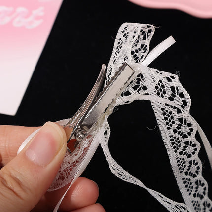 Korean Lace Cream White Bow Ribbon Hair Clip for Women Hairpins Bullet Style Side Shredded Hairpin Headpiece Clip New Headwear