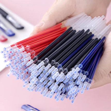 50Pcs/Lot Gel Pen Refills 0.5mm Red Blue Black Ink Refill Office Signature Rods School Stationery Writing Supplies Handle Needle