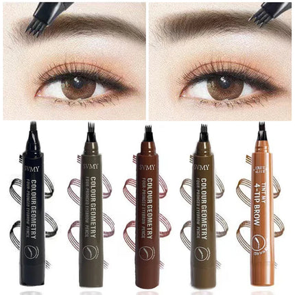 Long-lasting and smooth four-pronged liquid eyebrow pencil with clear roots, natural wild eyebrow pencil, waterproof and styling