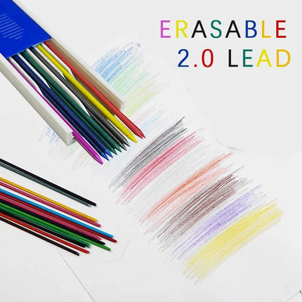 2.0mm Colorful Mechanical Pencil Refills 2B Erasable Student Color Pencil Leads Art School Drawing Painting Supplies Stationery