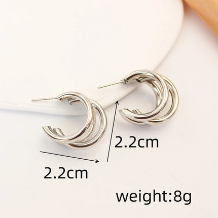 Exaggerated Triple Layer Tubular Metal Drop Earrings for Women - Chic Geometric Dangle Statement Jewelry for Girls