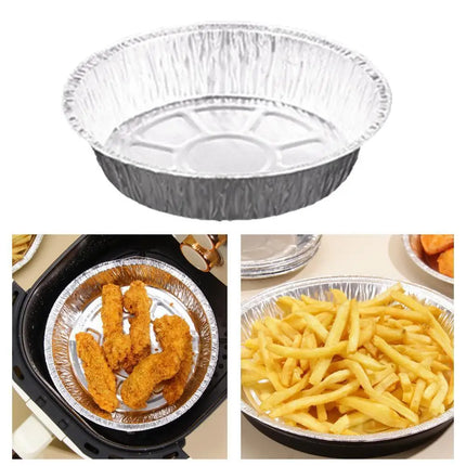 7'' Oil-proof Aluminum Foil Tin Box Air Fryer Disposable Paper Non-stick Steaming Basket Kitchen Baking Tool BBQ Drip Pan Tray