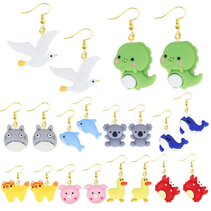 Funny Animal Resin Drop Earrings for Women - Whioo R Cute/Romantic Fashion Statement Piece