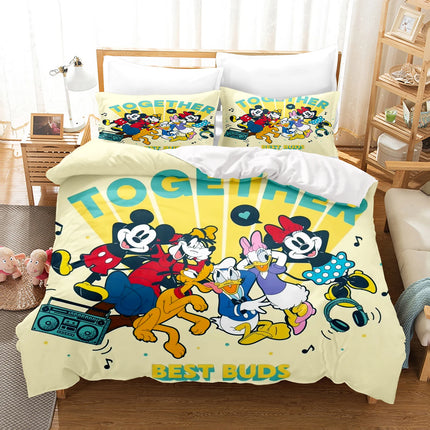 Mickey  Cute Printed Cartoon Quilt Duvet Cover Set Bedding Twin 3-Piece 1 3D Children'S