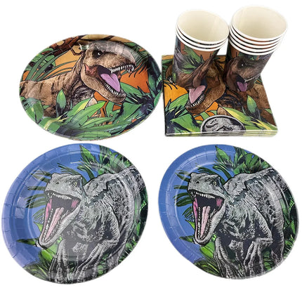 Dinosaur Party Decoration Disposable Tableware Paper Plate Cup Napkin Tablecloth for Jurassic World Party Decor