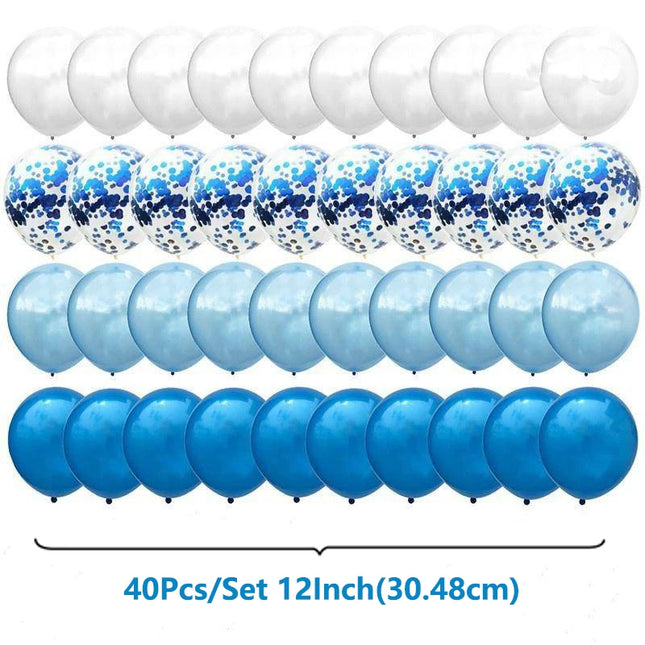 40Pcs/Set 12inch Mix Blue Rose Gold Confetti Latex Balloon For Birthday Baby Shower Wedding Balloons Party Decorations