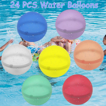 48PCS Water Balloon Reusable Toys,Water Ball for Kid,Soft Silicone Water Balloon Quick Fill,Kids Adult Water Game Summer Party