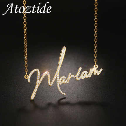 Atoztide Personalized Custom Name Necklaces for Women Stainless Steel Zircon Butterfly Nameplate Pendant Birthday Jewelry Gift