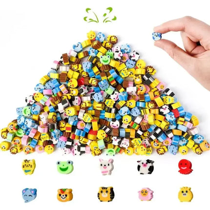 50pcs Mini Desk Pets Cute Little Animal Eraser Small Space Erasers for Kids Classroom Student Prizes Party Favors Carnival Gifts