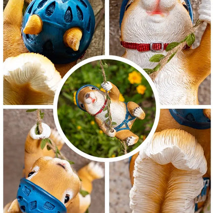 Creative Cartoon Cute Squirrel Climbing Outdoor Garden Courtyard Balcony Kindergarten Pot Plant Pipe Landscape Resin Decorations