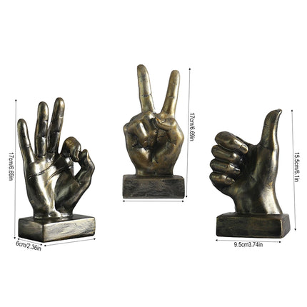 Finger Sculpture Hand Finger Gesture Desk Statue Creative Home Living Room Cabinet Shelf Decoration Victory OK Thumbs up Gesture