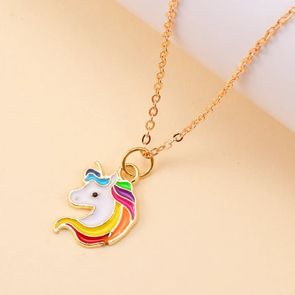 Lovely Enamel Cartoon Rainbow Unicorn Pendant Necklace For Women Girls Best Choker Necklace Birthday Party Jewelry Gifts To Kids