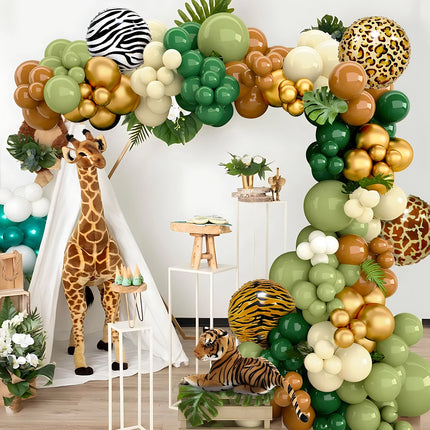 Jungle Animal Balloon Garland Arch Kit 1st Birthday Party Decoration Kids Boy BabyShower Decor Latex Balloons