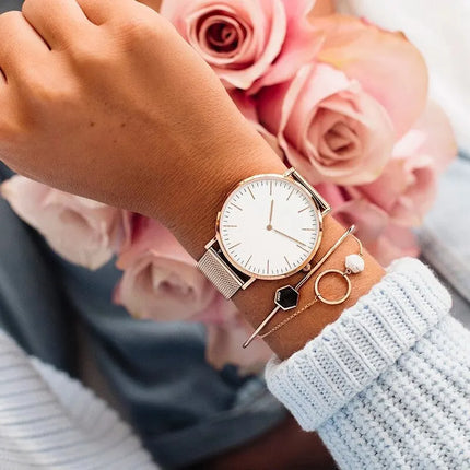 1PC Luxury Rose Gold Watch Women Bracelet Watches Brand Ladies Casual Quartz Watch Steel Women's Wristwatch Montre Femme Relogio