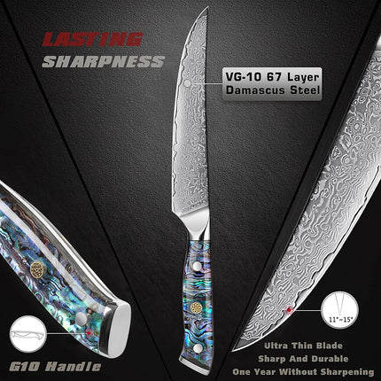 XITUO Japanese Damascus AUS-10 Steel 6 Inch Utility Knife Ultra Sharp Chef Slicing Kitchen Knives Cut Fruit Vegetables Meat