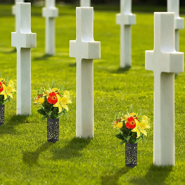 2/4pcs Cemetery Vase Plastic Cemetery Vase Decorations Gravestone Grave Yard Ground Outdoor Flower Marker Decor