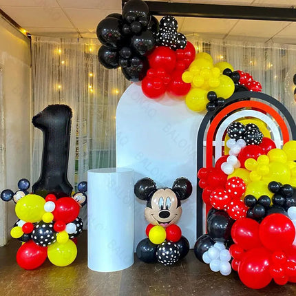 131pcs Disney Balloon Set Mickey Minnie Head Aluminum Balon 32 Inch Black Digital Ballon Baby Shower Happy Birthday Decoations