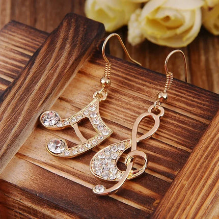 Delysia King Stylish Personality Women's Crystal Music Notation Earrings Elegant Temperament Pure Girl Eardrop