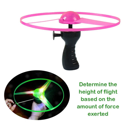 1/3/5pcs Pull Line UFO Luminous Pull String Flying Saucer Combat Small Pull String Induction with Light Flying Toy Fun Outdoor