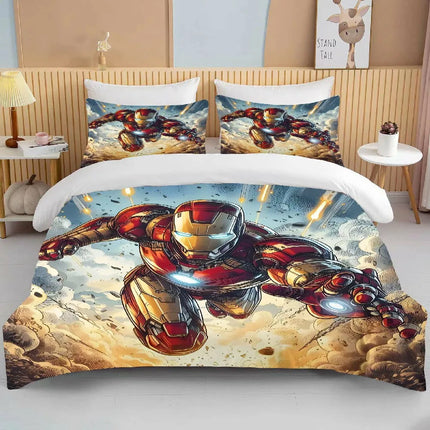 10 Sizes Marvel Iron Man Bedding Set Cartoon Anime Duvet Cover Comforter Pillowcase Boys Girls Children Adults King Bed Set