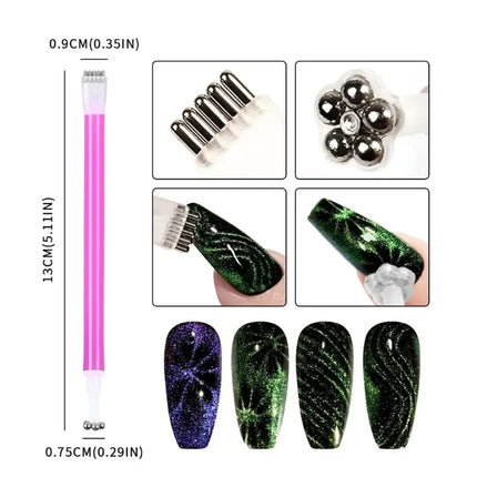 Magnet Stick Wand Set For 3D Magnetic Cat Eye Gel, Magic Nail Art Manicure Tool, UV Gel Magnet Stick Manicure Nail Art Tools