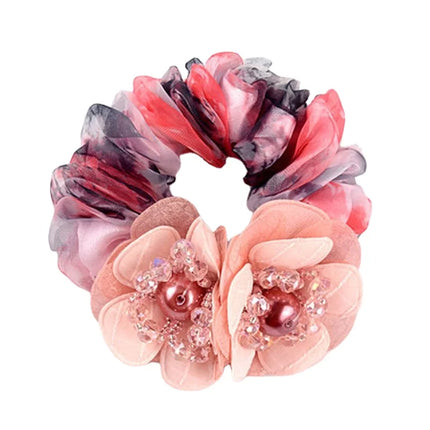 Bow Hair Fantaisie Tie  Elastic Hair Bands  Yarn Silk Flower  Headdress Elastique Cheveux Fille for Hair Accessories Woman