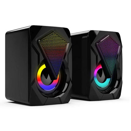 Desktop PC Speakers Colorful RGB Desktop PC Speakers Clear Sound Multimedia 2Pcs Plug & Play Speakers For Desktop PC All