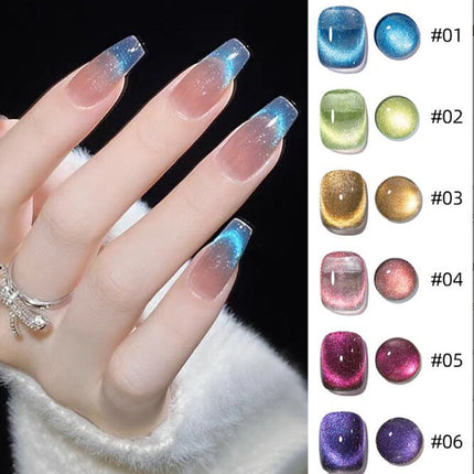 1 Bottle 8ml Diamond Cat Eye Gel Nail Polish Summer Glitter Reflective Shimmer Blue Green Purple Magnetic French Gel Polish