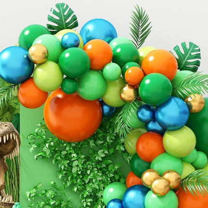 116Pcs A set of dinosaur themed balloon wreath and arch set,decorated for boys and children's birthdays,baby showers and parties