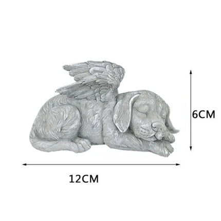 Angel Pet Statue Dog Cat with Wing Grave Marker Figurine Resin Craft Ornament Backyard Home Garden Sculpture Lawn Decoration