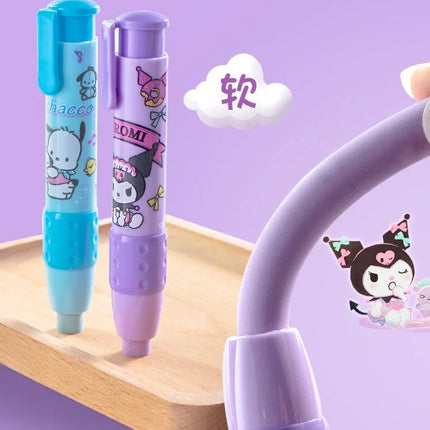 3Pcs/Set Sanrio Cute pattern Pen type retractable erasers Children student pencil eraser Mymelody Kuromi Cinnamoroll Pochacco