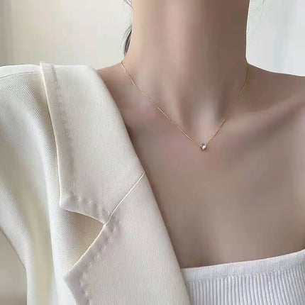 Stainless Steel Shiny Clear Zircon Necklace for Women Minimalist Choker Neck Chains Fashion Delicate Jewelry Gift Wholesale