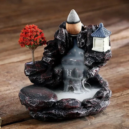 Backflow Incense Holder Waterfall Incense Burner Home Decor Aromatherapy Ornament Incense Cones with Backflow Incense Cones