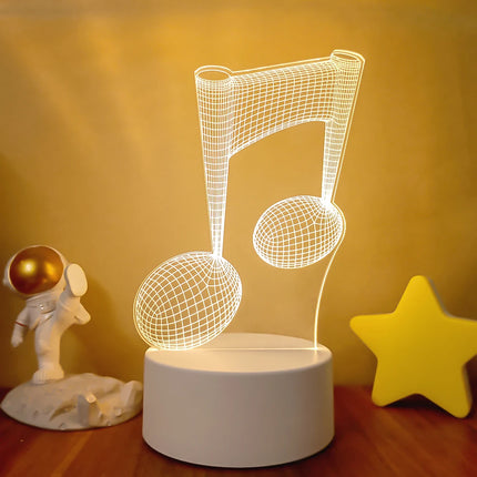 New 3d Illusion Baby Night Light Musical Note Hologram Nightlight for Home Decoration Usb Lamp Musical Souven warm white lights