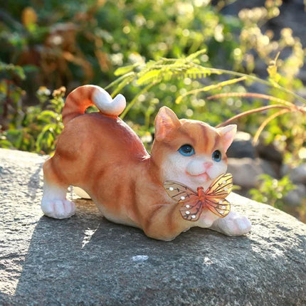 Solar Garden Lawn Animal Sculpture Luminous Resin Yard Cat Art Statue Ornaments Handicraft Home Decor for Room Office Study