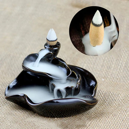 Ceramic Incense Burner Waterfall Backflow Smoke Censer Creative Incense Ornament Burner Home Decorative Crafts for Living Room