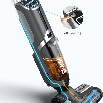 Cordless Wet Dry Vacuum Cleaners  Mop Smart Hardwood Floor Cleaner with Self-Cleaning Vacuum  Mop Wash 3 in 1 Lightweight Mop