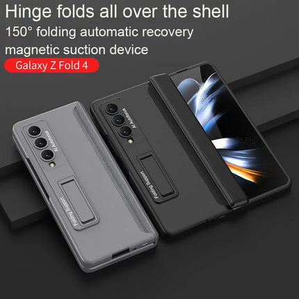 Case For Samsung Galaxy Z Fold 6 5 4 3 2 5G Magnetic Adsorption Hinge Protection Phone Cover Kickstand Hard Plastic Magnet Case