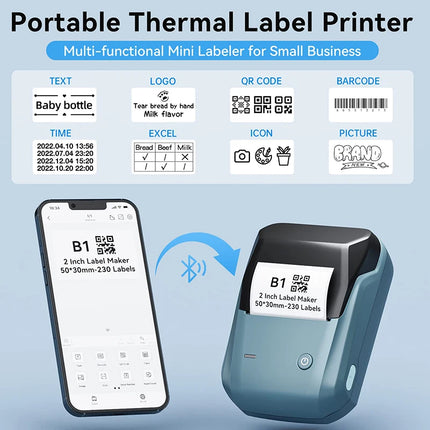 Mini Label Thermal Printer Niimbot B1 Portable Self-Adhesive Printer For Stickers Round Labels Rolls UV Tag Bluetooth Printer