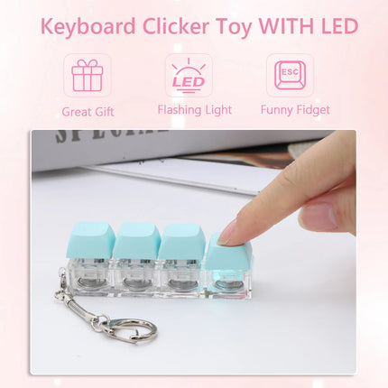 Keyboard Decompression Toys with LED Light Keyboard Clicker Toy DIY Keyboard Fidget Toy for Adult To Relief Stress Pass The Time