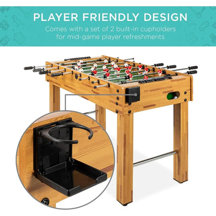 48in Competition Sized Foosball Table for Home, Game Room w/ 2 Balls, 2 Cup Holders