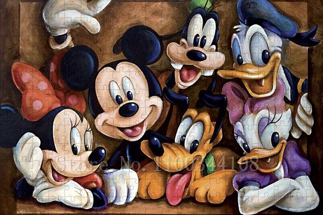 Disney Mickey Minnie Jigsaw Puzzles 35/300/500/1000 Pieces Cartoon Puzzles for Children Intelligence Education Game Toys