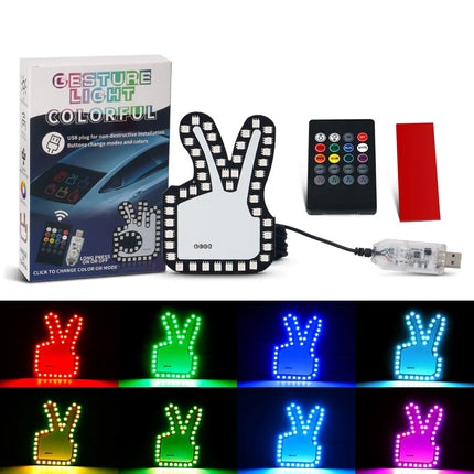 New LED Illuminated Gesture Light Car Finger Light With Remote Road Rage Signs Middle Finger Gesture Light Hand Lamp Three Model