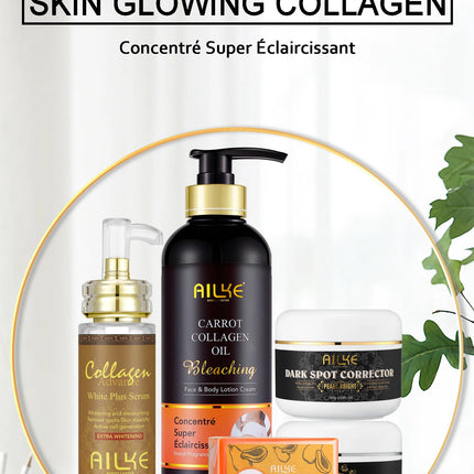 AILKE Collagen 5 in 1 Skin Care Kit, Restore Skin Elasticity, Smooth Skin, Brighten, Even Skin Tone, For Face And Body Use Set