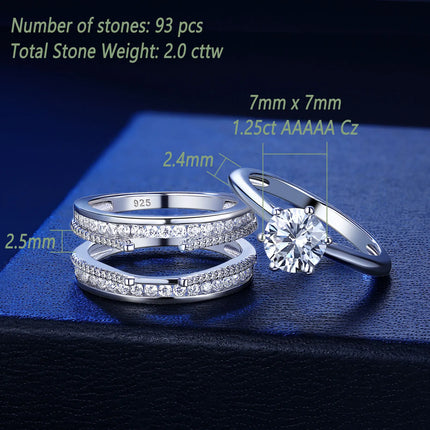 Newshe 2 Pcs Wedding Ring Set 925 Sterling Silver Perfect Cut Simulated Diamond Engagement Rings For Women Luxury Jewelry