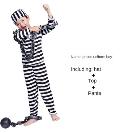 Cosplay Halloween Ghost Festival Prisoner Clothes Sexy Violent Male Prisoner Adult Male Prisoner Uniform Children Prisoner Suit