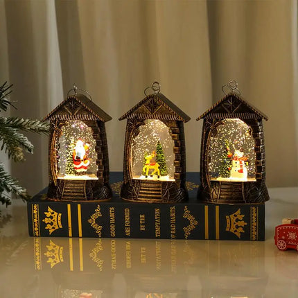 Christmas Snow Globes Glittering Snow Globe Lantern Decoration LED Lanterns for Home Christmas Tree Decoration