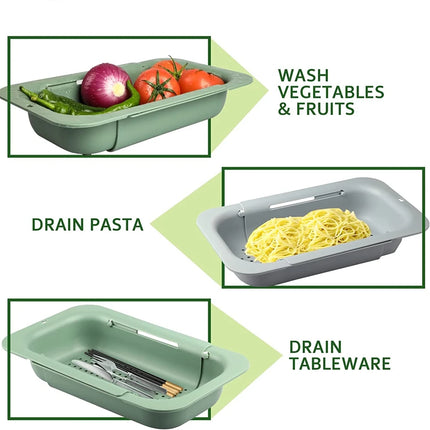 Home Colander Over the Sink Colander for Kitchen Sink Over the Sink Strainer Basket Vegetables Fruits Pasta Collapsible Colander